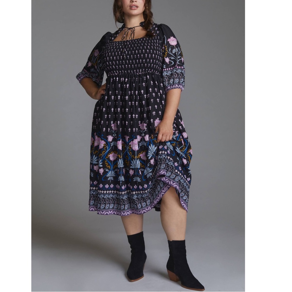 NWT by Anthropologie Dasha Smocked Midi Dress Woman’s 1X